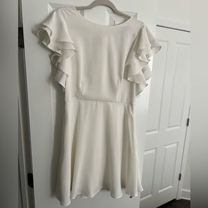 Anna Grace white dress with flutter sleeves